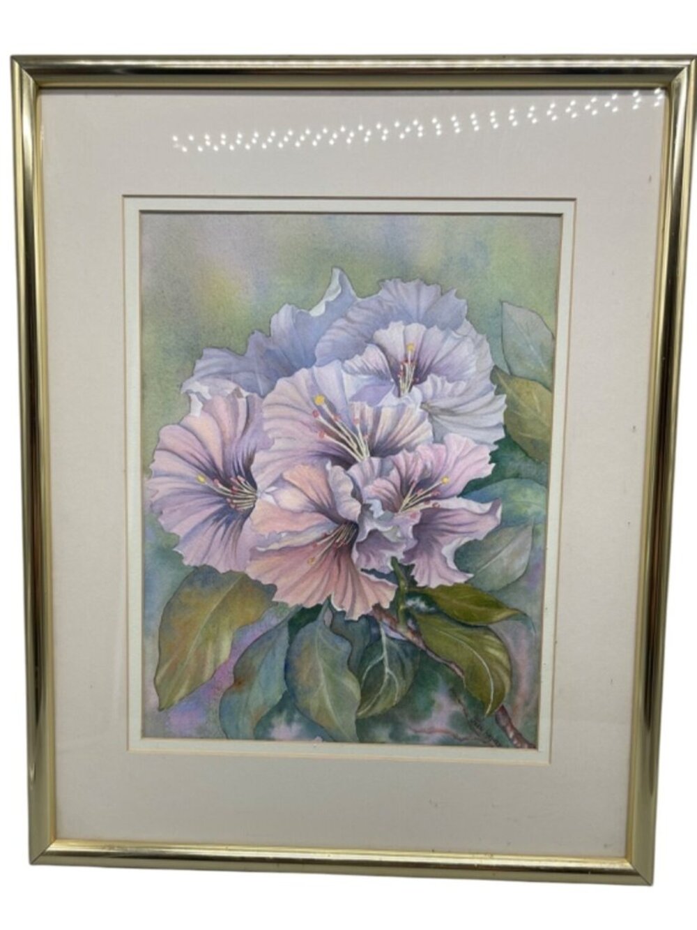 Watercolor Painting Of Purple Flowers By Joan Hayes Gold Frame Joan Hanes READ
